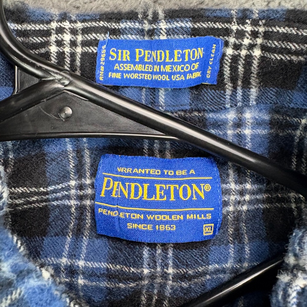 Pendleton Sir Pendleton Blue Black Plaid Wool Ble… - image 2